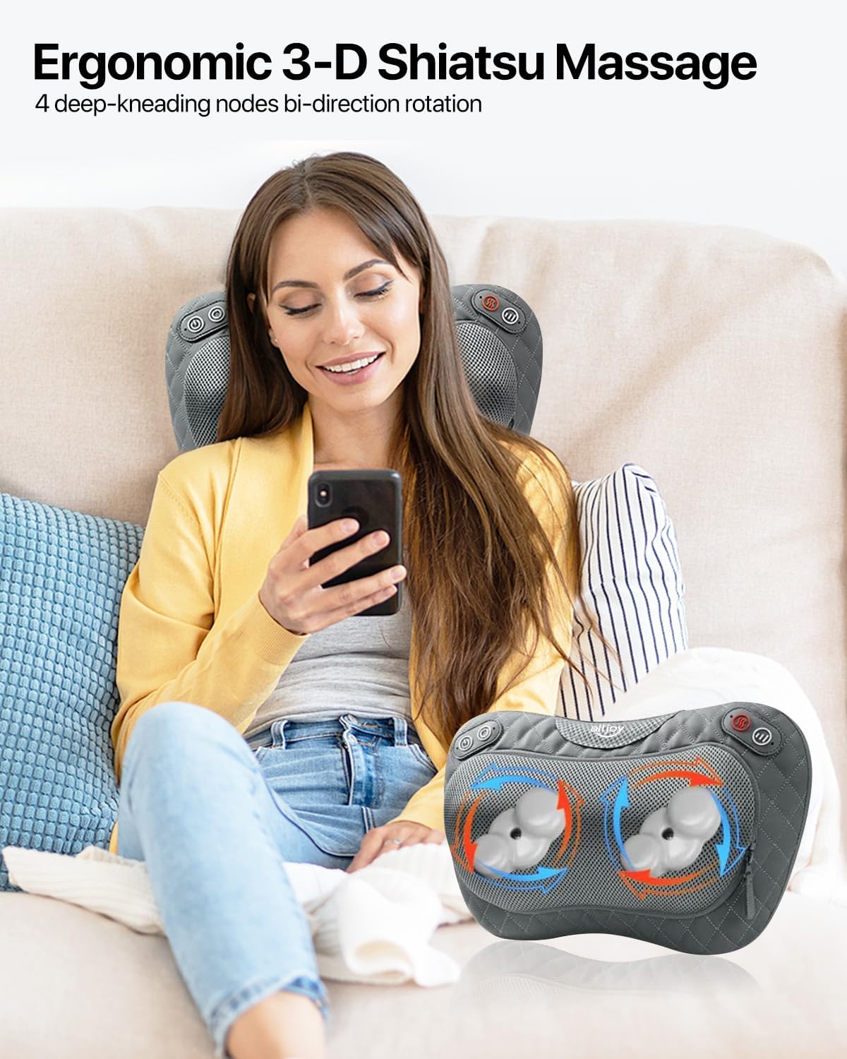 Massage Pillow for Back, Shoulders, Legs, Foot, Body Muscle Pain Relief