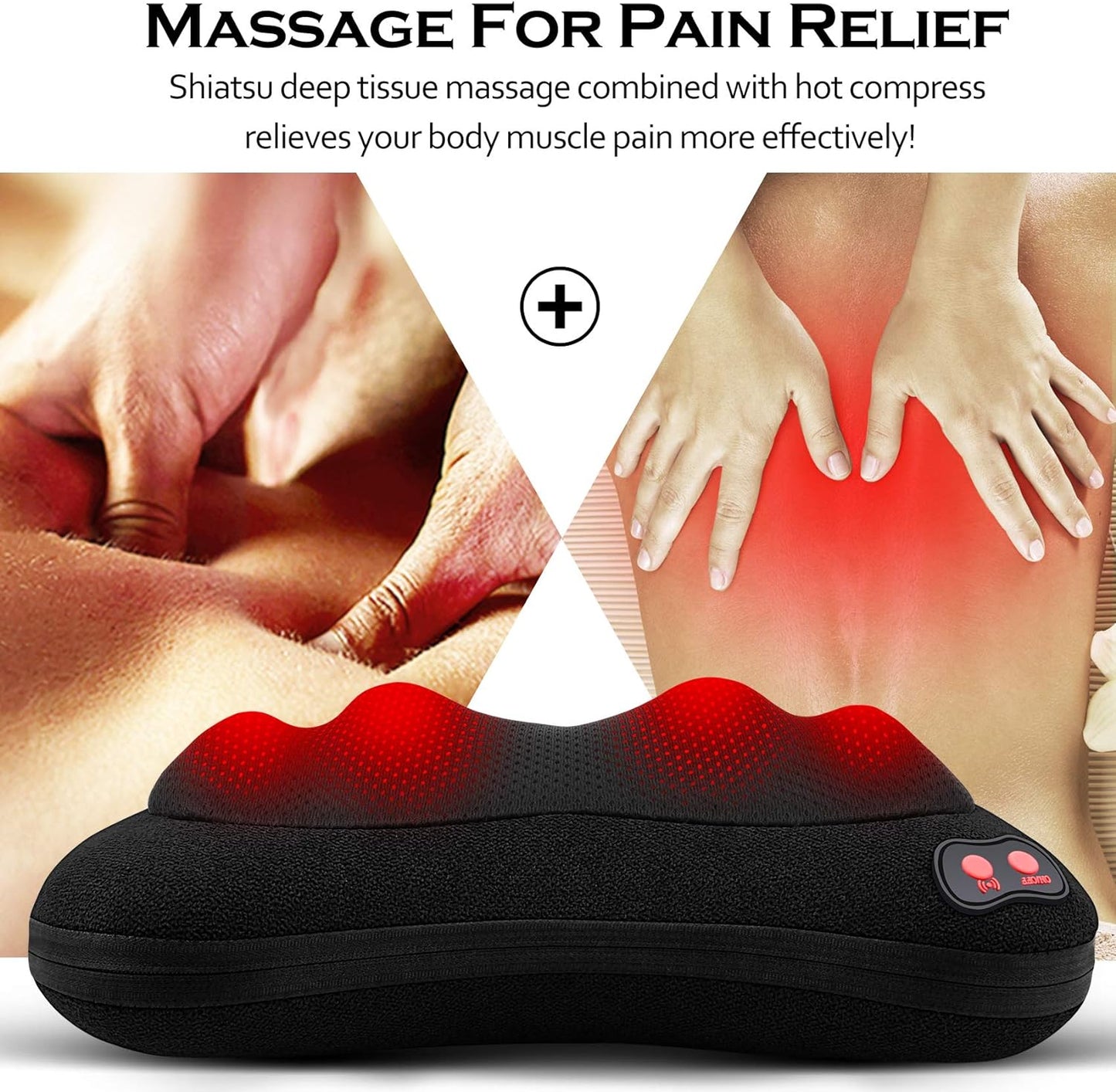 Massage Pillow for Back, Shoulders, Legs, Foot, Body Muscle Pain Relief